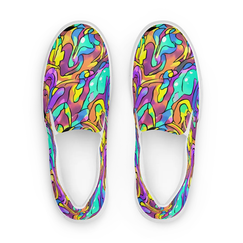 Glow Geometry on Women's Slip-On Canvas Shoes — Front