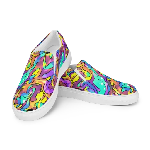 Glow Geometry on a Women's Slip-On Canvas Shoes