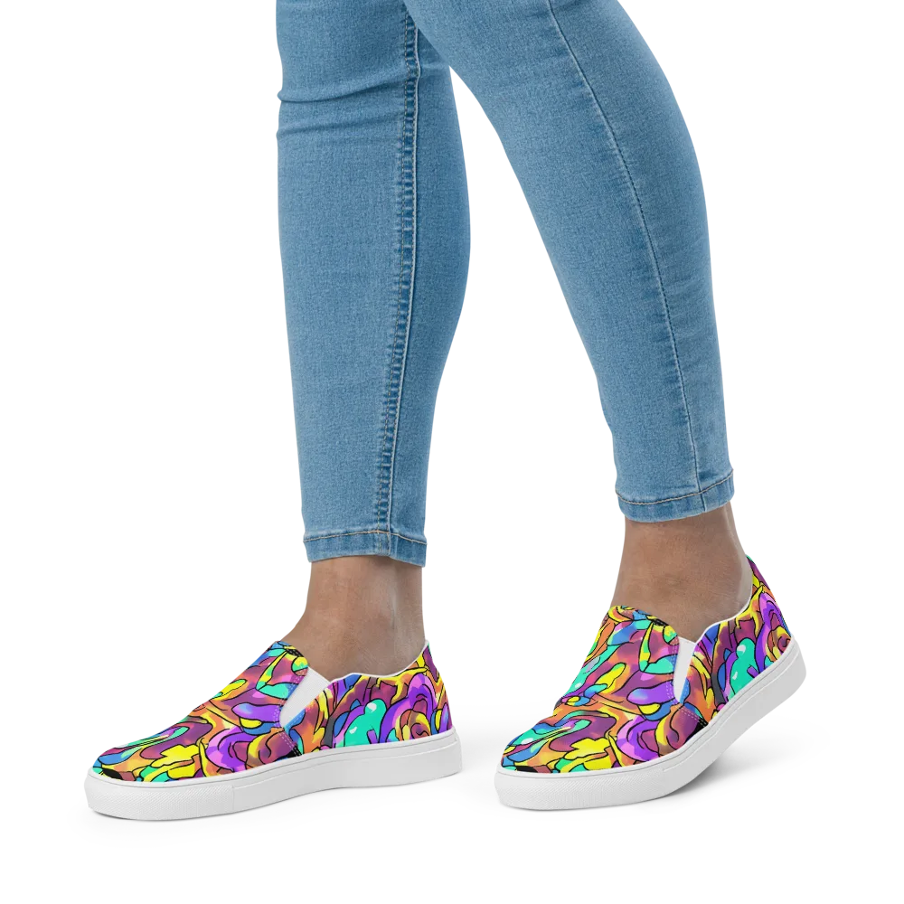 Glow Geometry on Women's Slip-On Canvas Shoes — Front