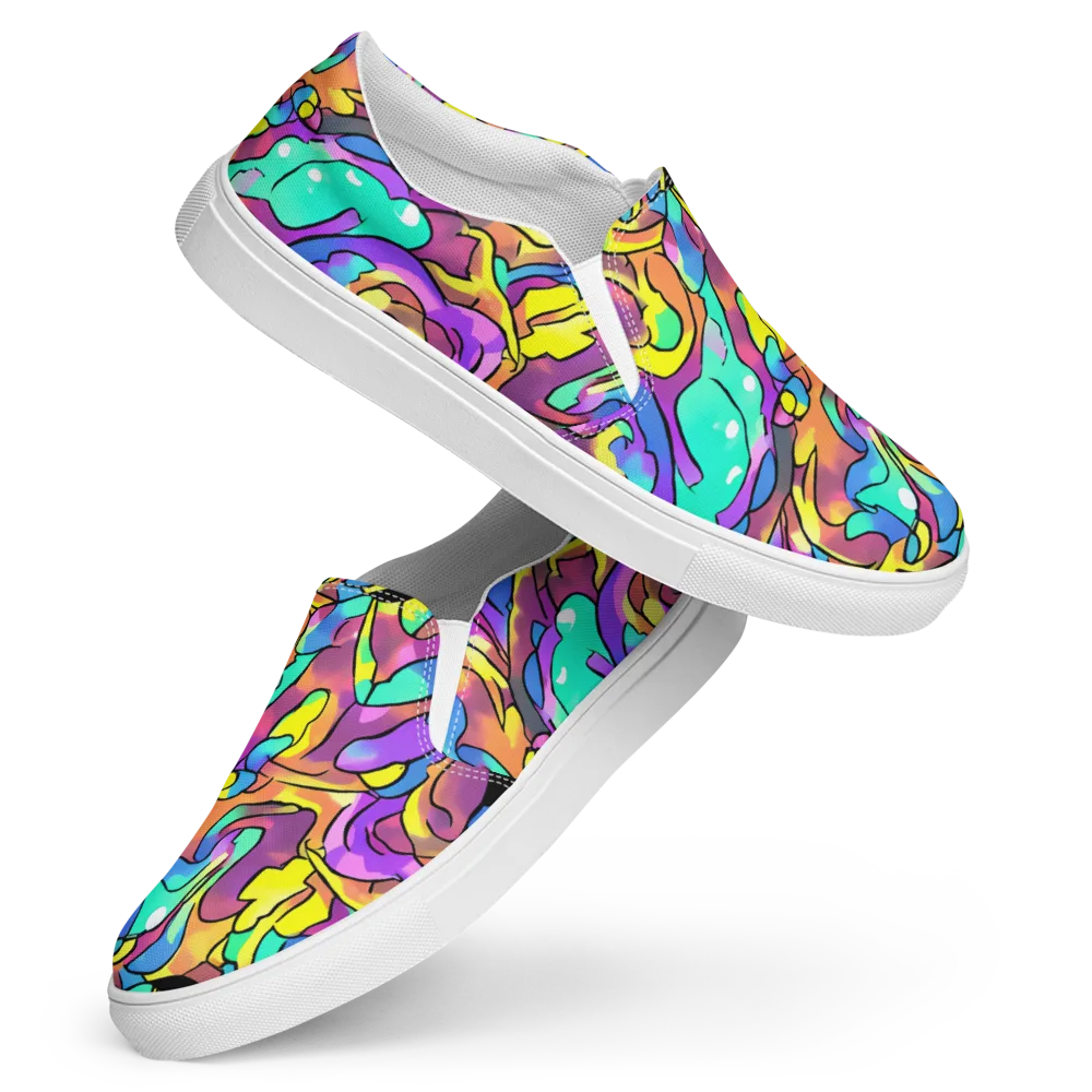 Glow Geometry on Women's Slip-On Canvas Shoes — Front