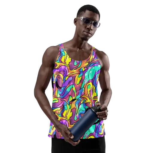 Glow Geometry on a Men's Tank Top