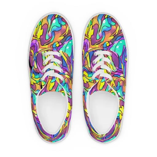 Glow Geometry on a Men's Lace-Up Canvas Shoes