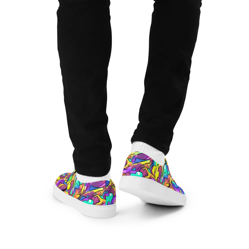 Glow Geometry on Men's Lace-Up Canvas Shoes — Back
