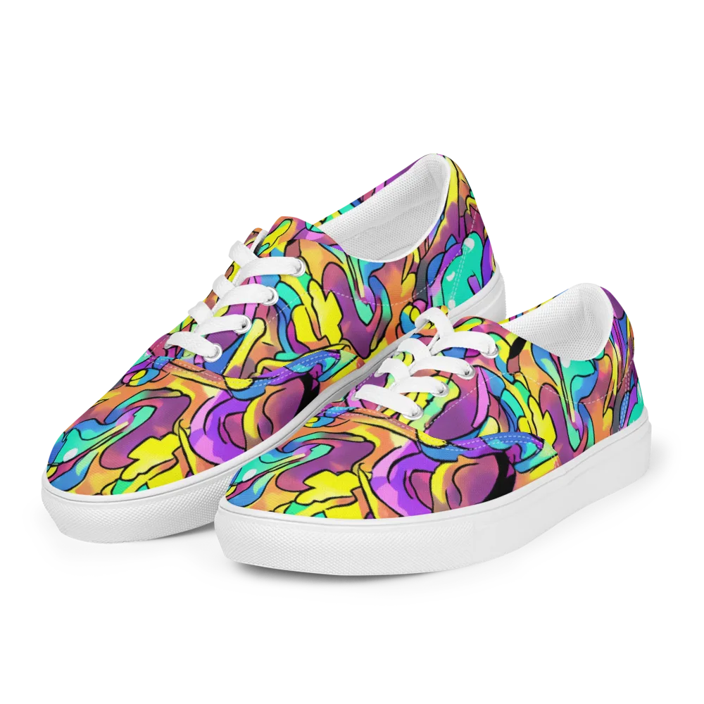 Glow Geometry on Men's Lace-Up Canvas Shoes — Left Front