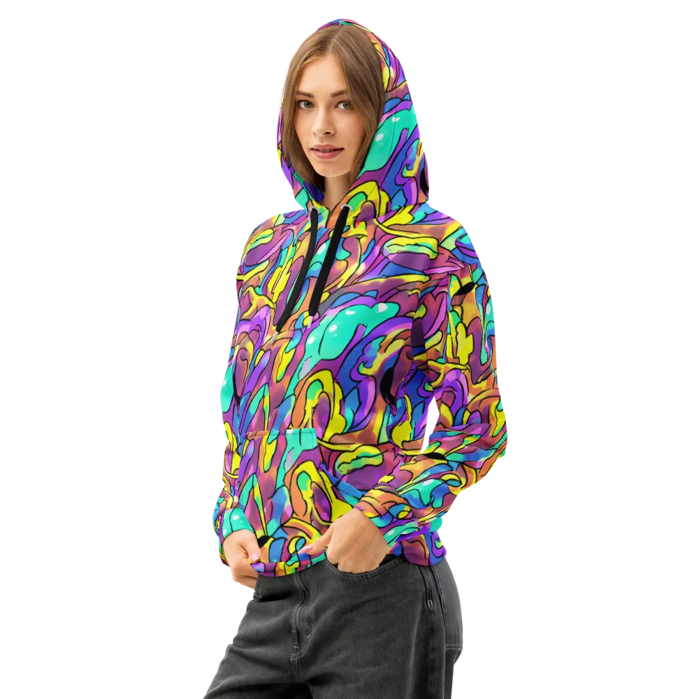 Glow Geometry on Cotton Hoodie — Left Front