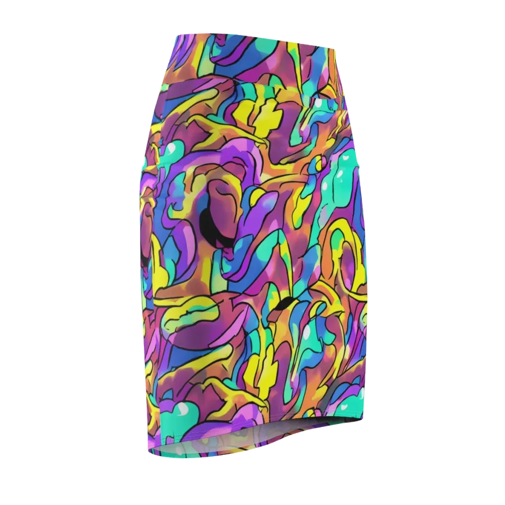 Glow Geometry on Pencil Skirt — Front Side