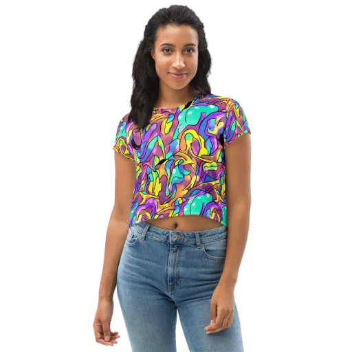 Glow Geometry on a Crop Tee