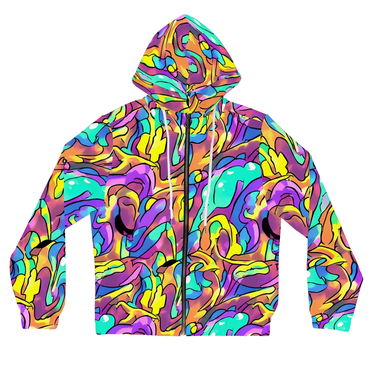 Glow Geometry on Women's Full-Zip Hoodie — Front