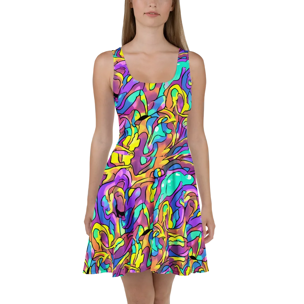 Glow Geometry on Skater Dress — Front