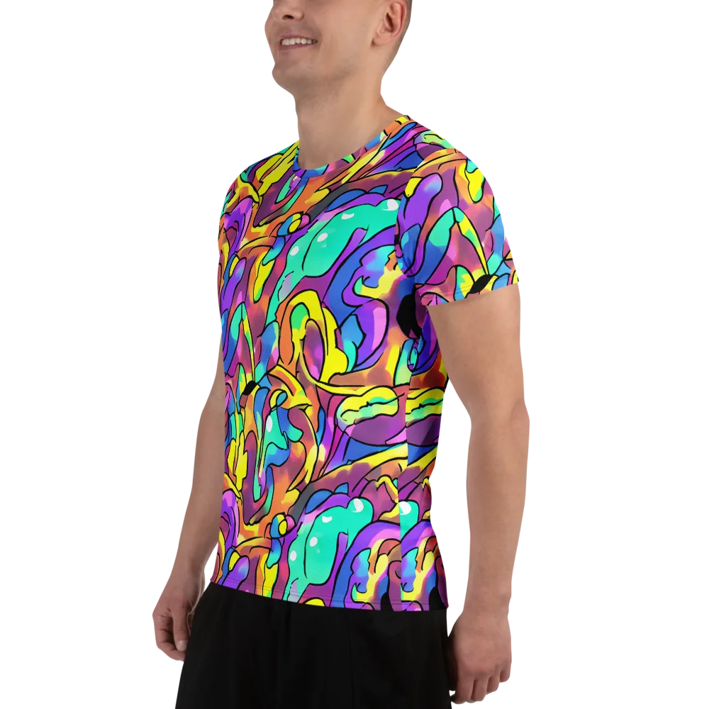 Glow Geometry on Men's Athletic T-Shirt — Left