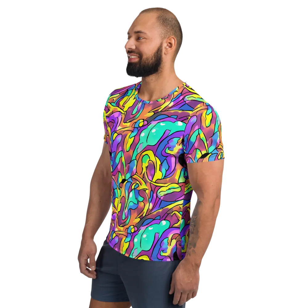 Glow Geometry on Men's Athletic T-Shirt — Left
