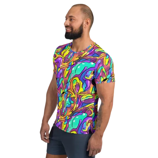 Glow Geometry on a Men's Athletic T-Shirt