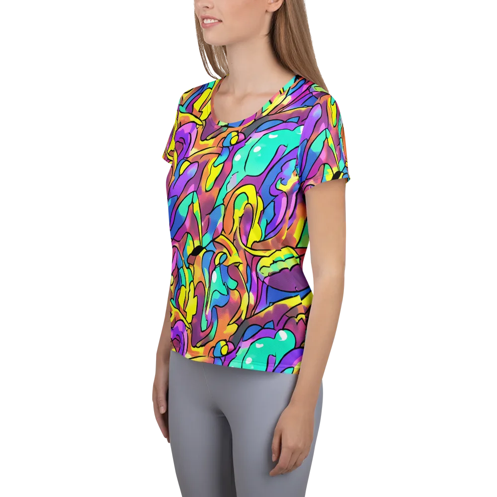 Glow Geometry on Women's Athletic T-Shirt — Left