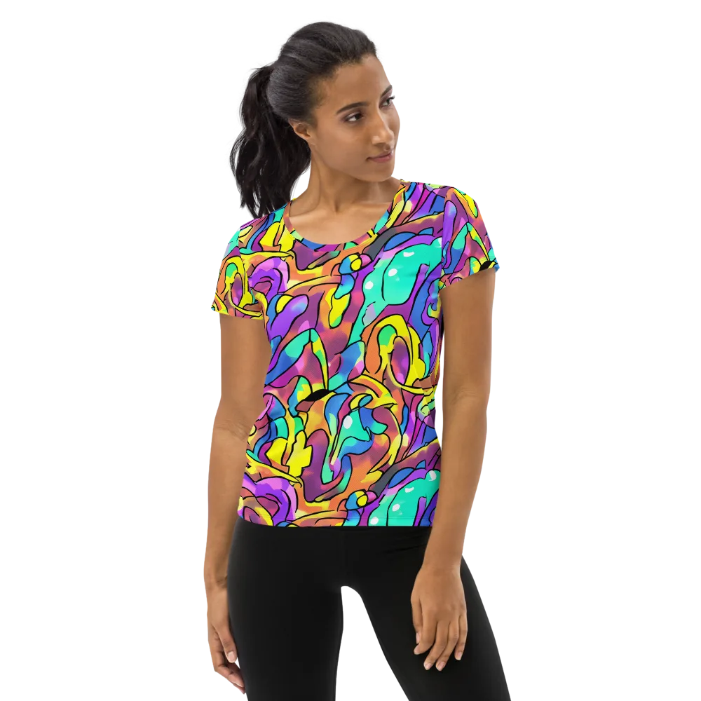 Glow Geometry on Women's Athletic T-Shirt — Front