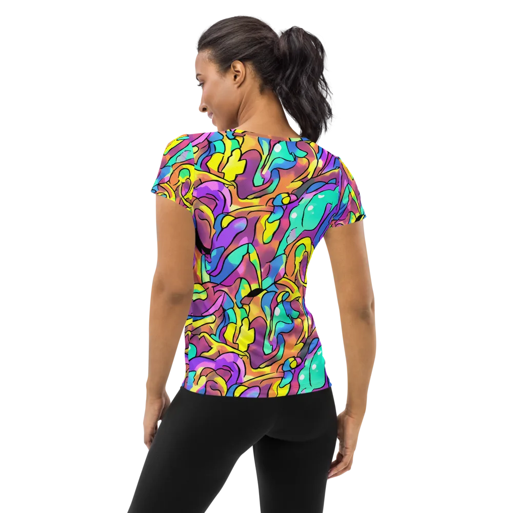 Glow Geometry on Women's Athletic T-Shirt — Back