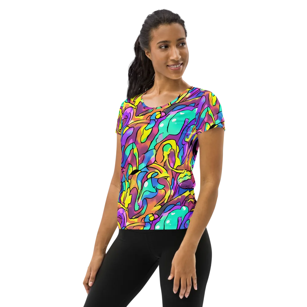 Glow Geometry on Women's Athletic T-Shirt — Left