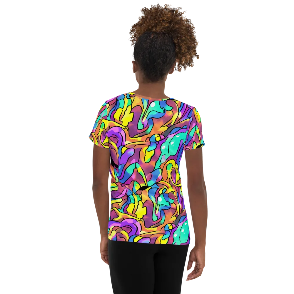 Glow Geometry on Women's Athletic T-Shirt — Back