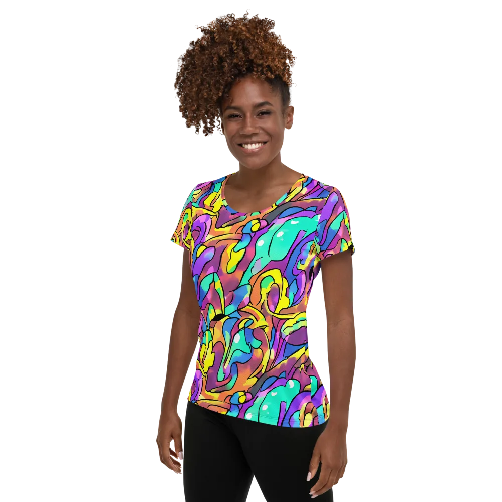 Glow Geometry on Women's Athletic T-Shirt — Left