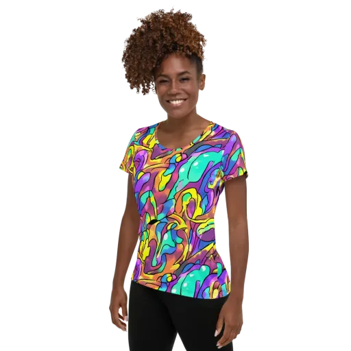 Glow Geometry on a Women's Athletic T-Shirt