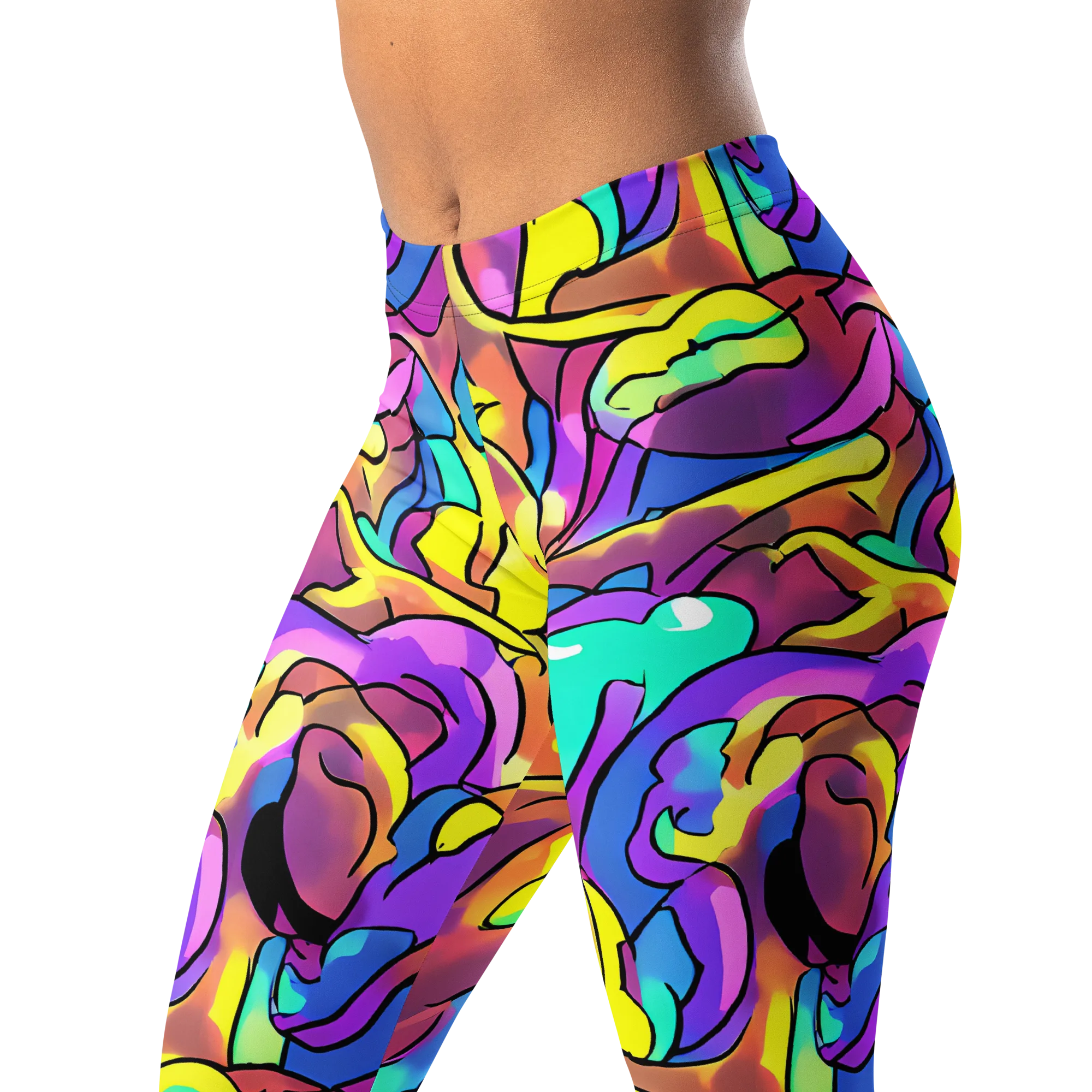 Glow Geometry on Leggings — Left Front