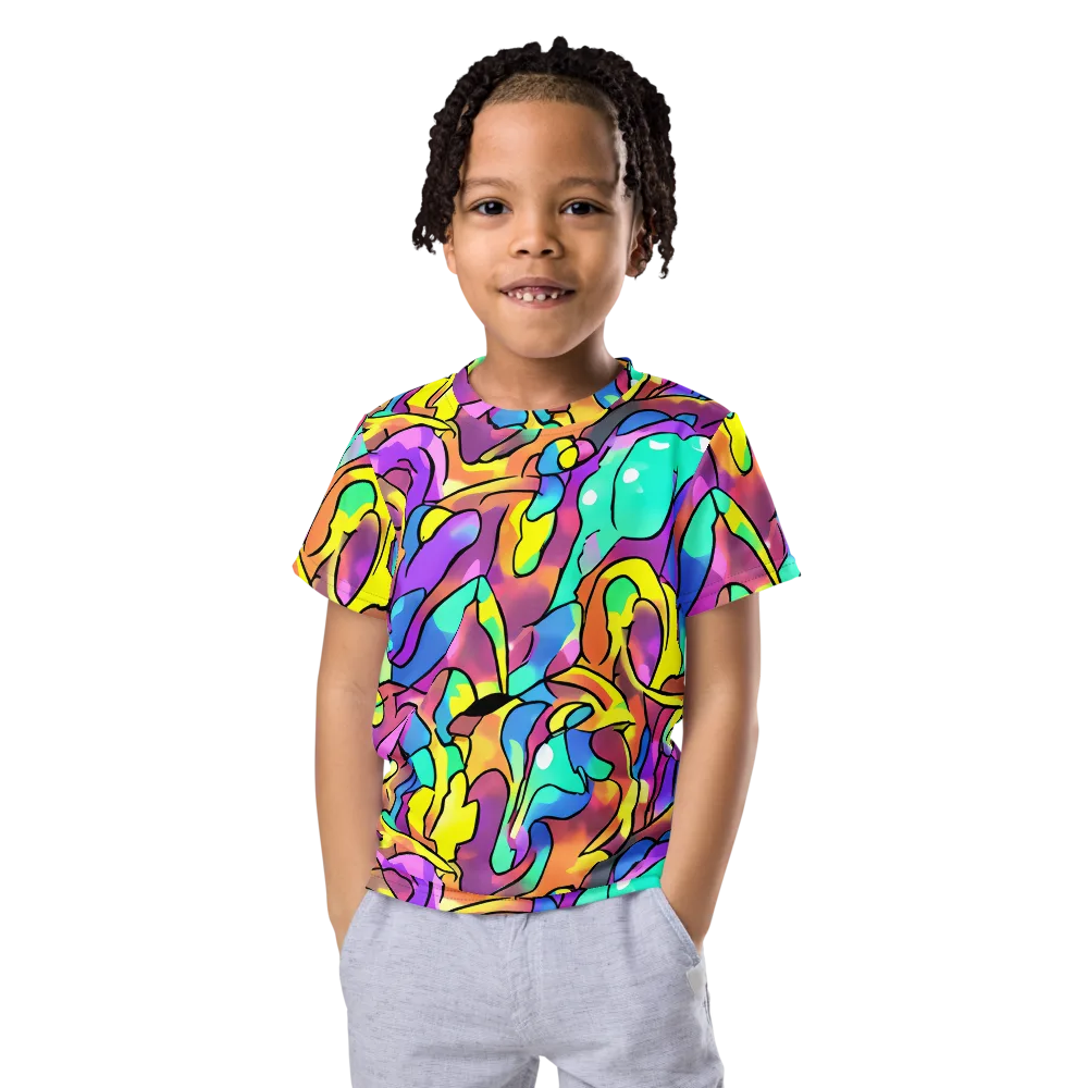Glow Geometry on Kids Crew Neck T-Shirt — Front