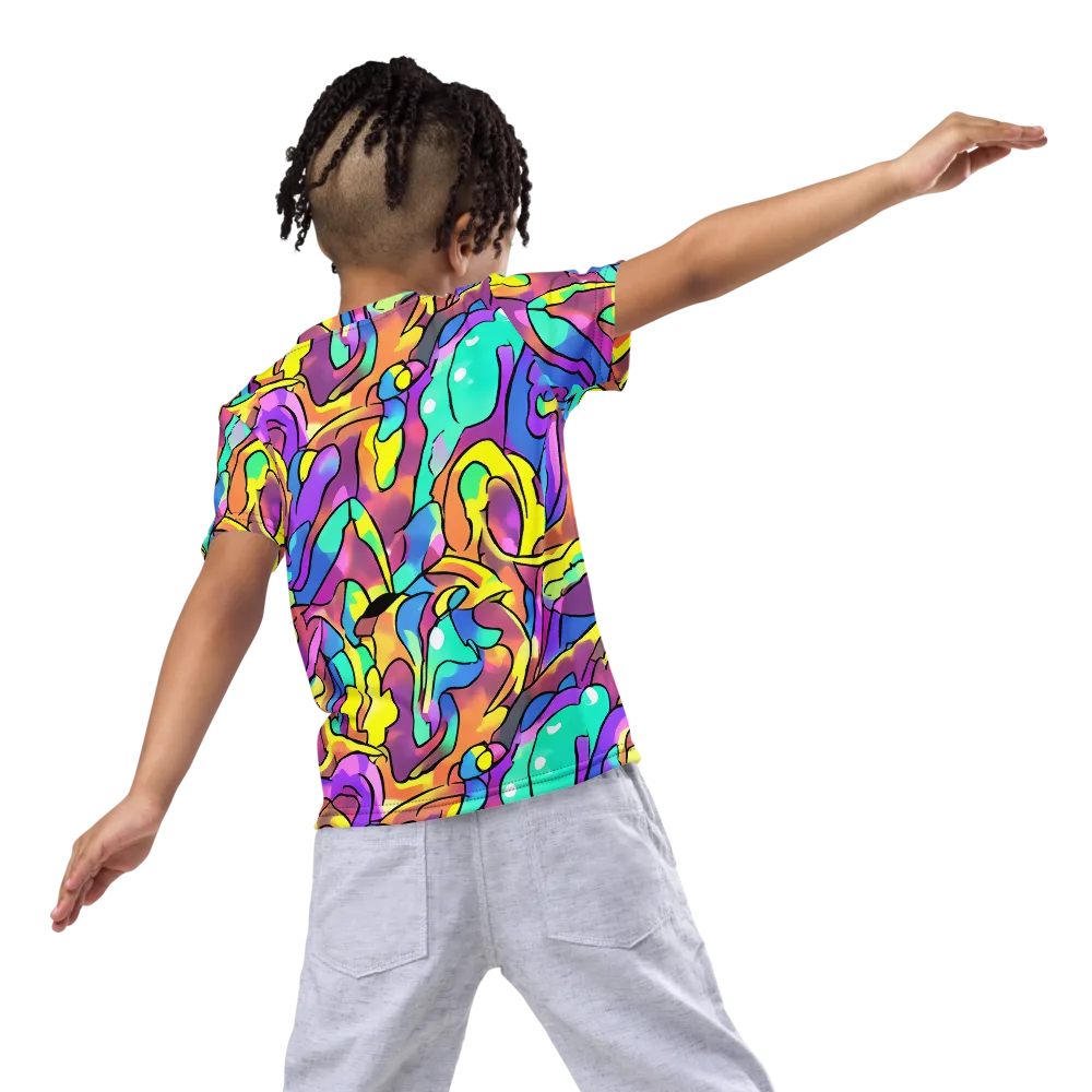 Glow Geometry on Kids Crew Neck T-Shirt — Back