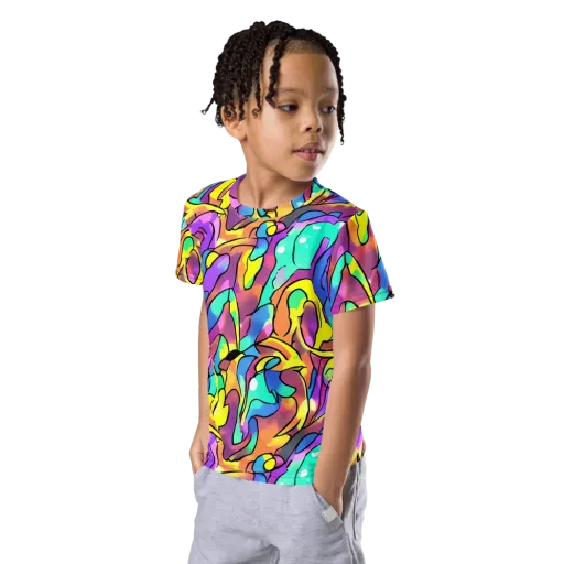Glow Geometry on a Kids Crew Neck T-Shirt