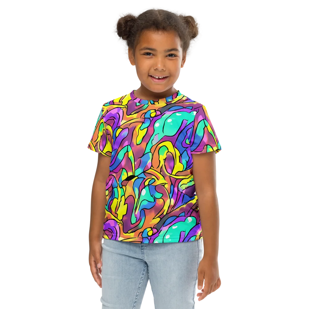 Glow Geometry on Kids Crew Neck T-Shirt — Front
