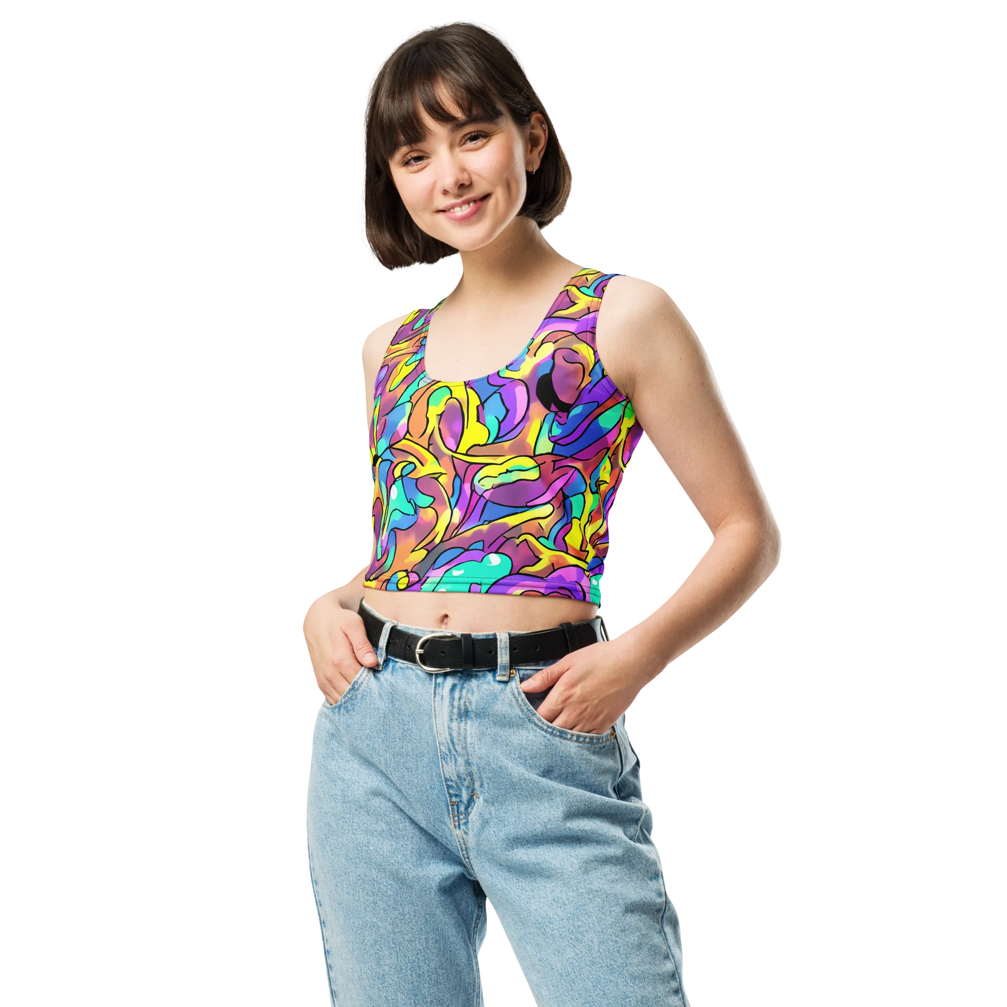 Glow Geometry on Crop Top — Front