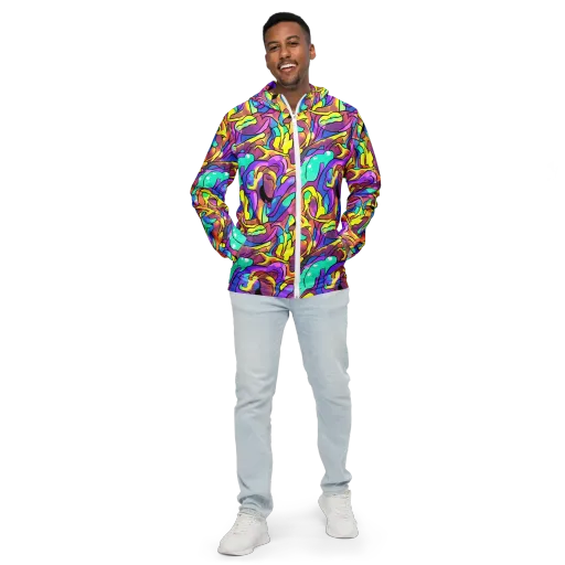 Glow Geometry on a Men's Windbreaker