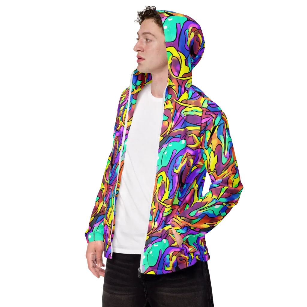 Glow Geometry on Men's Windbreaker — Left Front