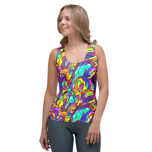 Glow Geometry on a Women's Tank Top