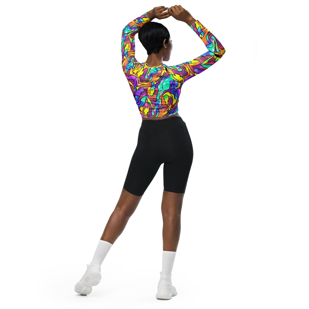 Glow Geometry on Long Sleeve Crop Top — Back