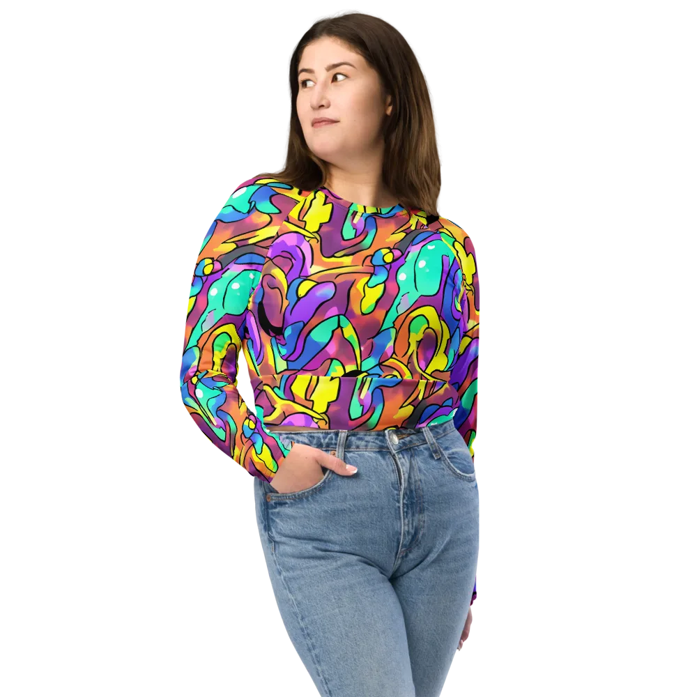 Glow Geometry on Long Sleeve Crop Top — Front