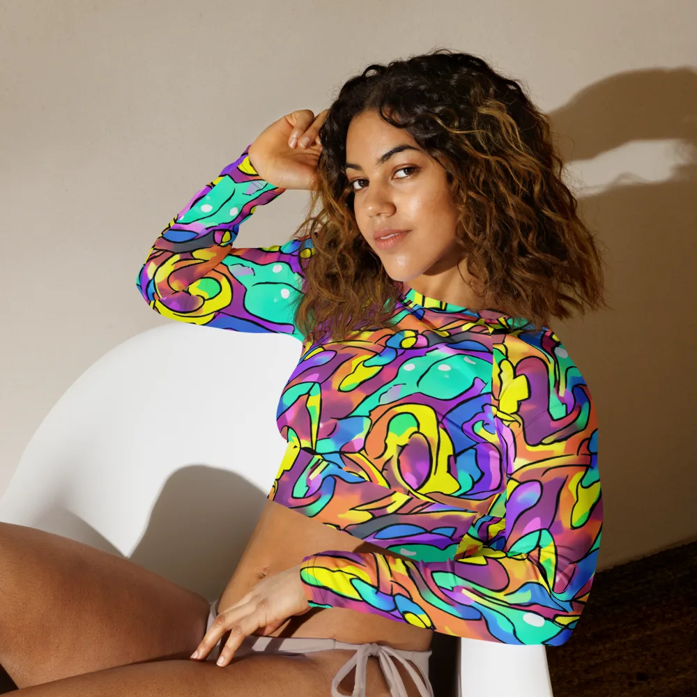 Glow Geometry on Long Sleeve Crop Top — Left Front