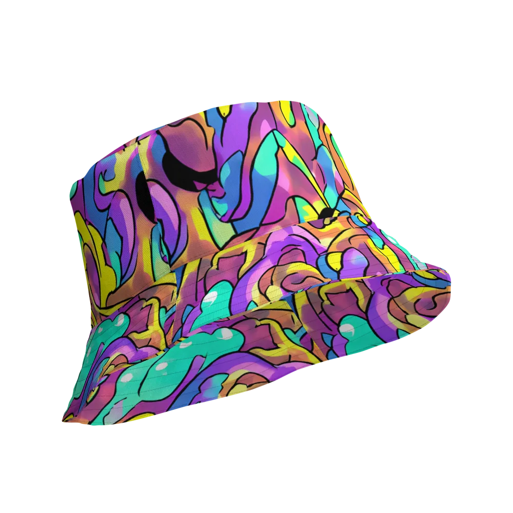 Glow Geometry on Reversible Bucket Hat — Product details Outside