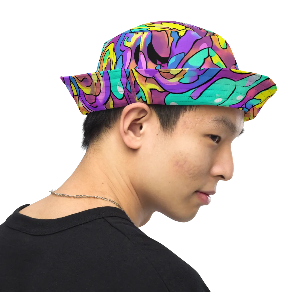 Glow Geometry on Reversible Bucket Hat — Right Outside