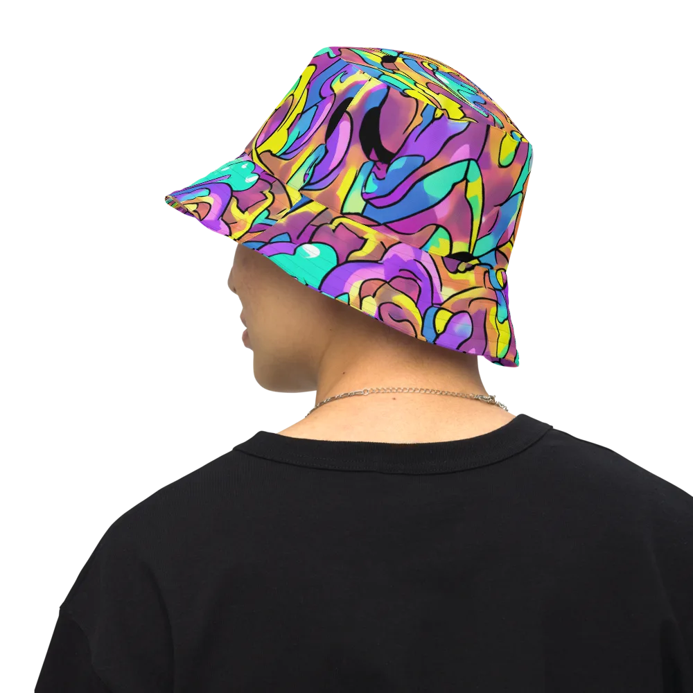 Glow Geometry on Reversible Bucket Hat — Back Inside