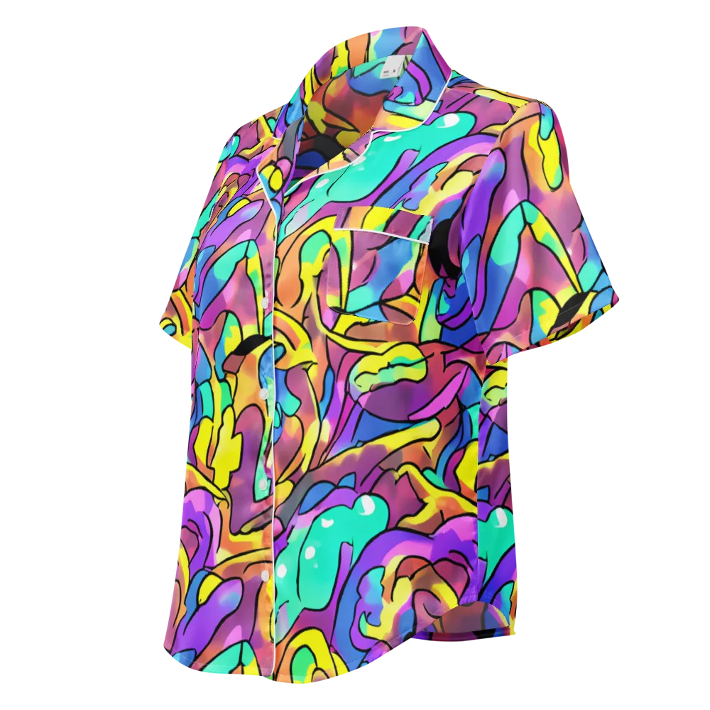 Glow Geometry on Women's Short Sleeve Pajama Top — Left Front