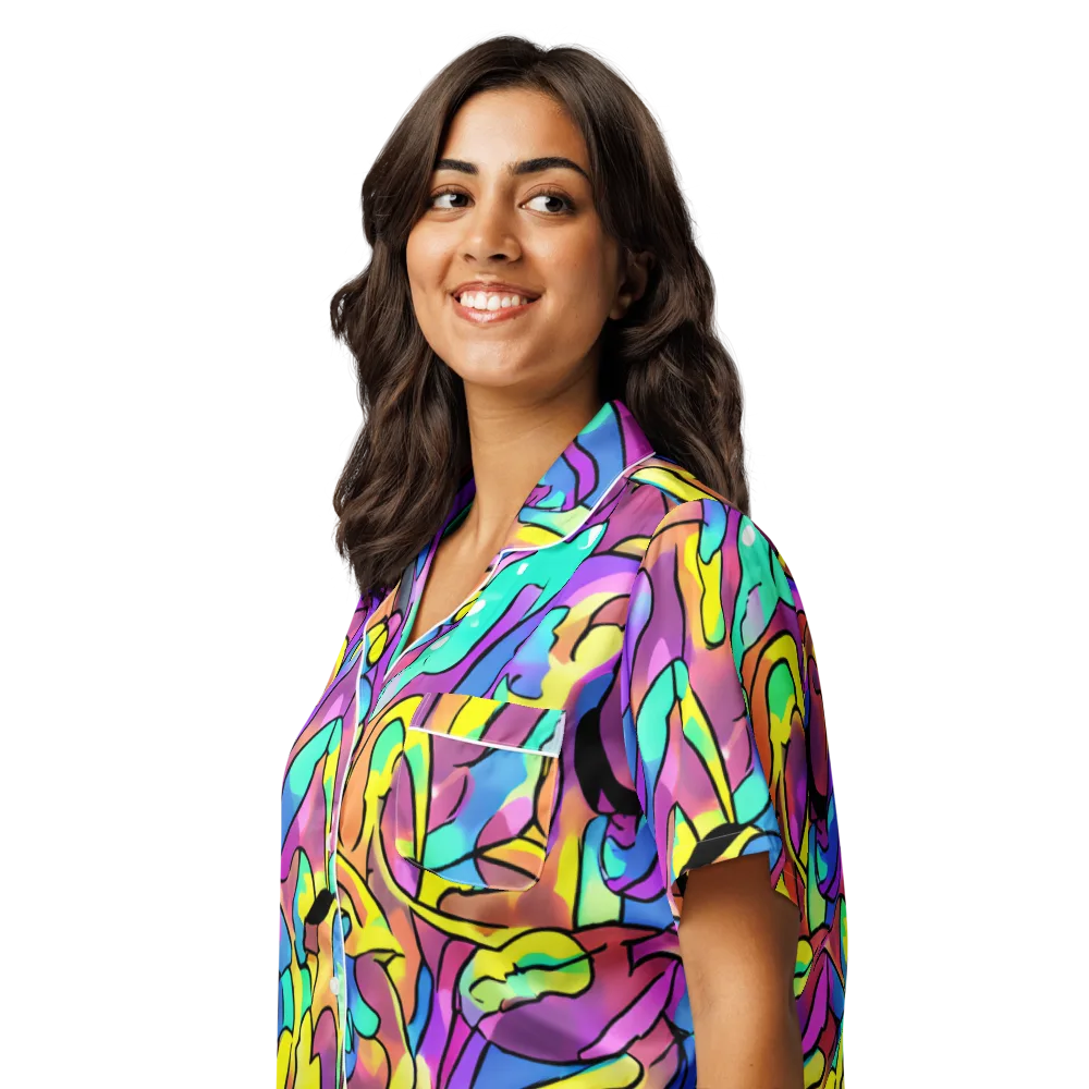Glow Geometry on Women's Short Sleeve Pajama Top — Left Front