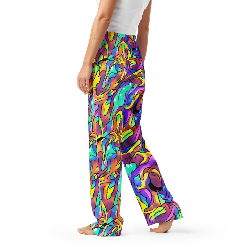 Glow Geometry on Women's Pajama Pants — Left