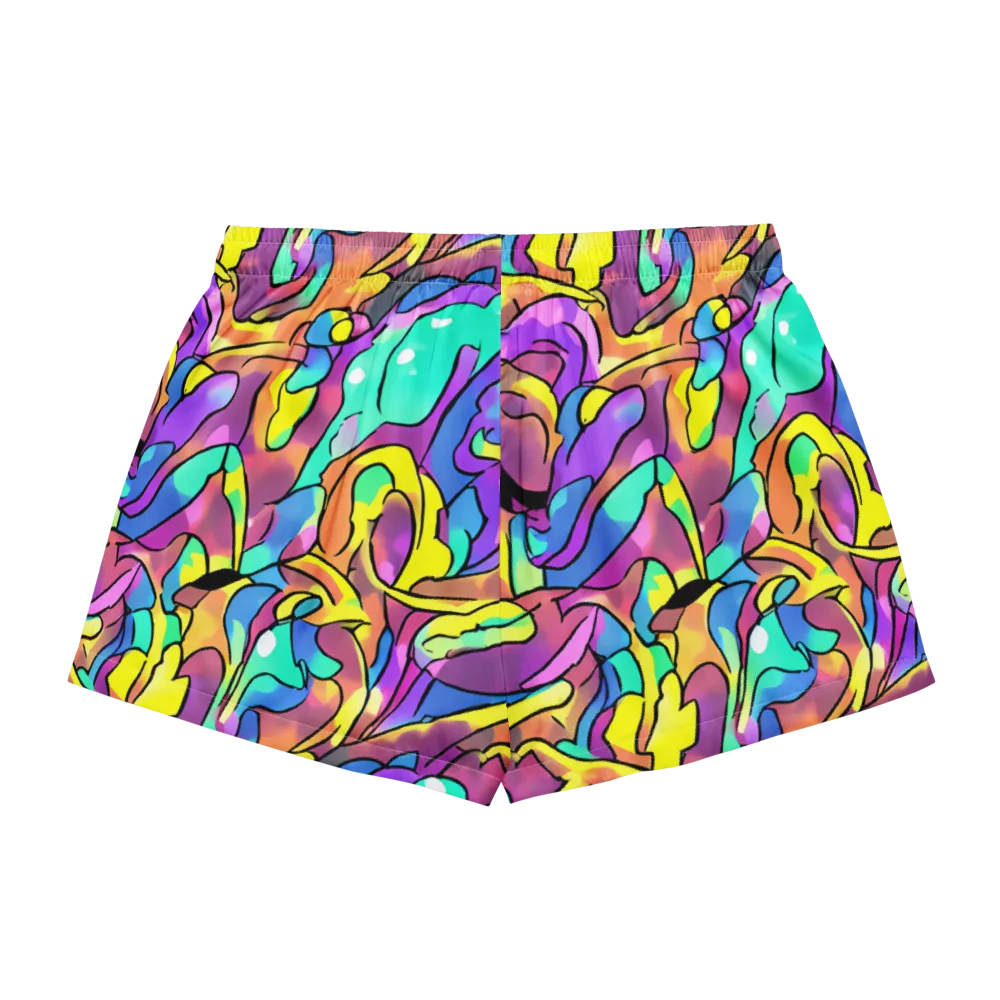 Glow Geometry on Women's Pajama Shorts — Back