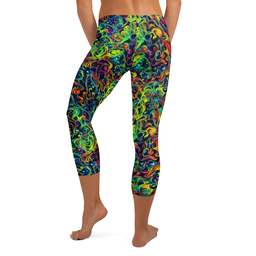 Liquid Kaleidoscope on Capri Leggings — Back