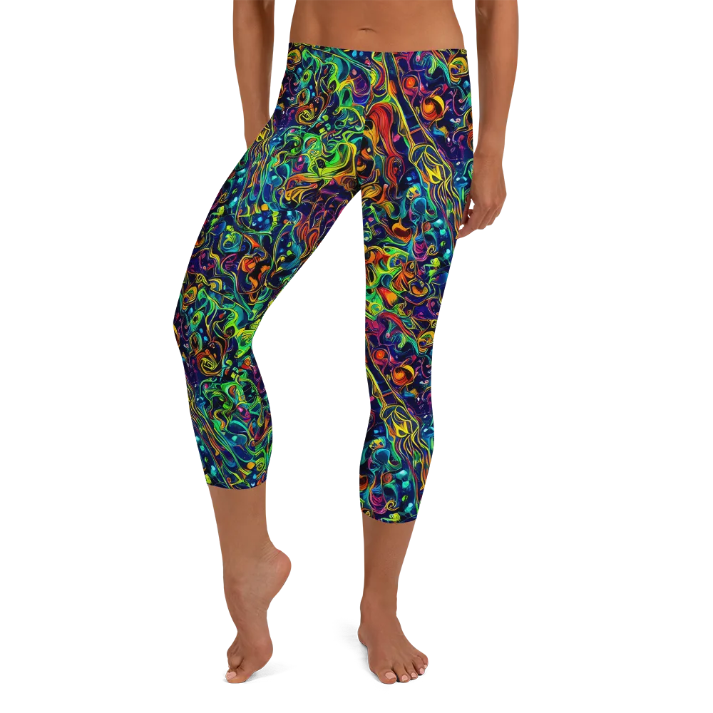 Liquid Kaleidoscope on Capri Leggings — Front