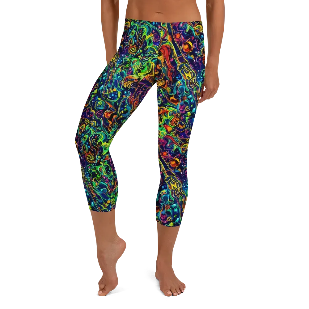 Liquid Kaleidoscope on Capri Leggings — Front