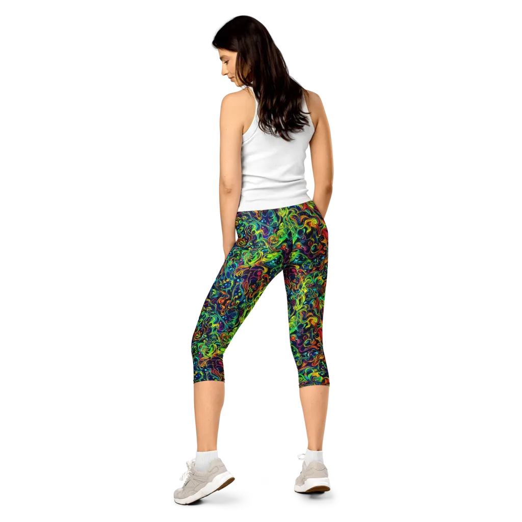 Liquid Kaleidoscope on Capri Leggings — Back