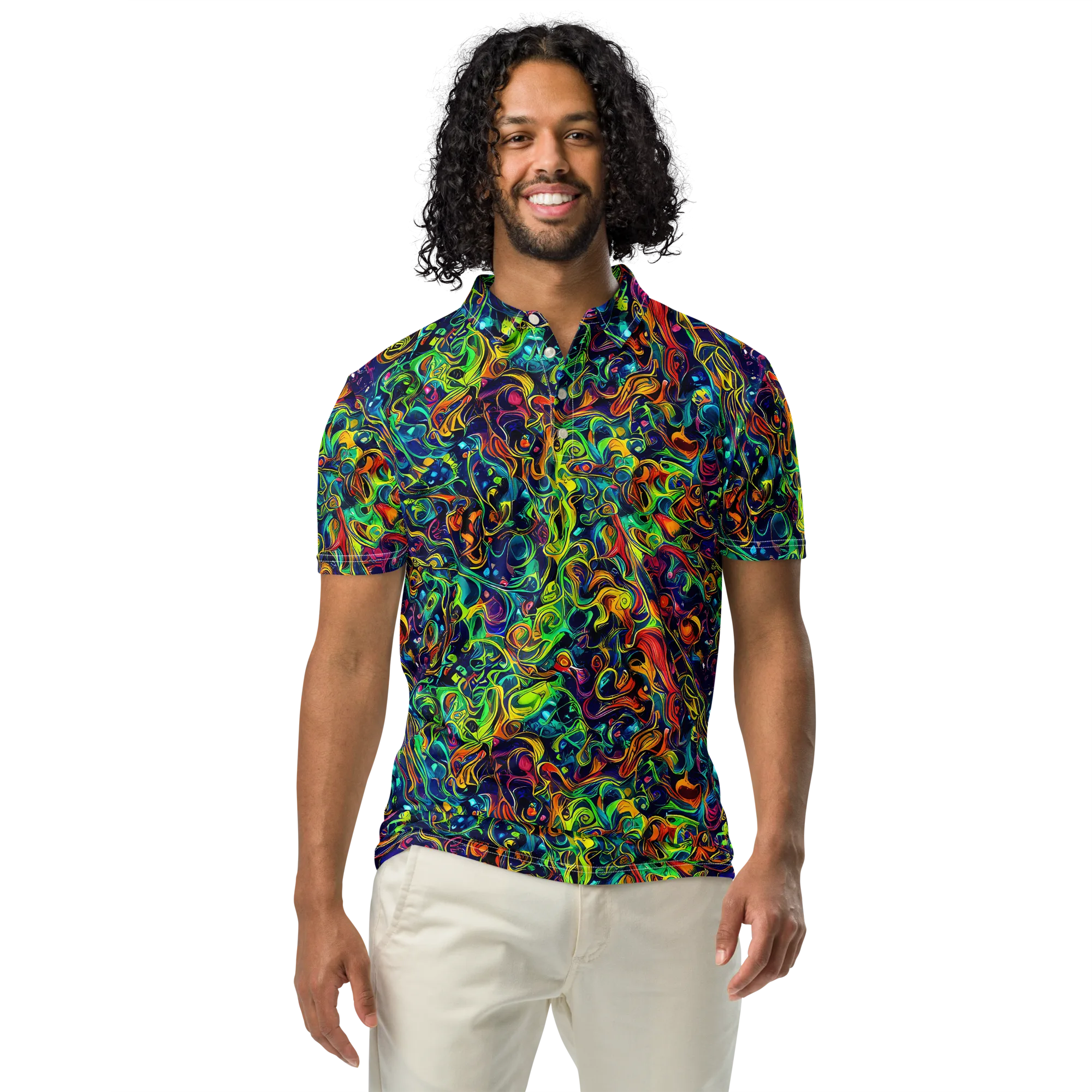 Liquid Kaleidoscope on Men's Slim Fit Polo Shirt — Front