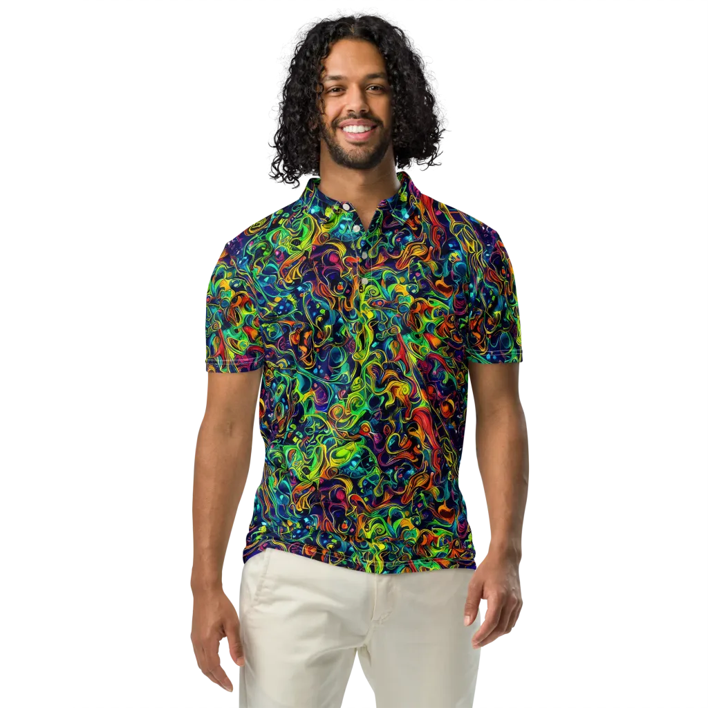 Liquid Kaleidoscope on Men's Slim Fit Polo Shirt — Front