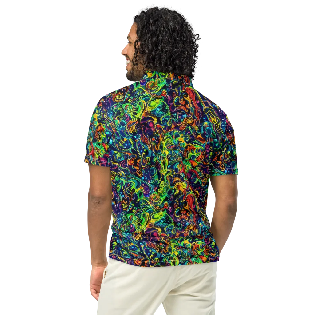 Liquid Kaleidoscope on Men's Slim Fit Polo Shirt — Back