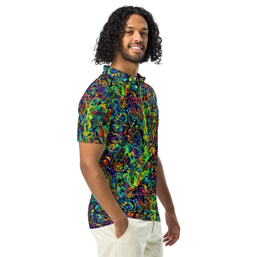Liquid Kaleidoscope on Men's Slim Fit Polo Shirt — Right Front